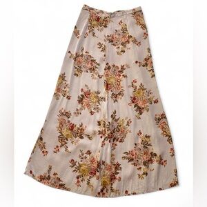 Vintage floral roses A-line neutral long maxi skirt